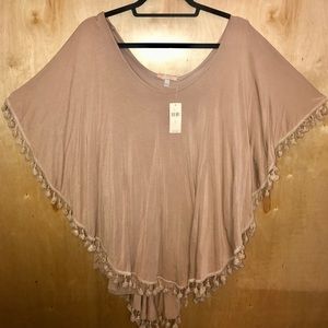 Anthropologie Tan Tassle Blouse, new with tags!